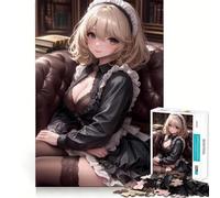 Puzzle de 1000 pièces représentant Une Jeune Fille de ménage en Robe Noire (38x52cm) Jeu de réflexion,Assemblage Stable,pièces Qui ne bougent Pas Un Passe-Temps agréable pour Les Longs Week-Ends