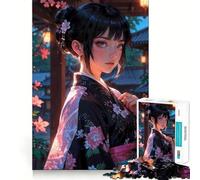 Puzzle de 1000 pièces représentant Une Jeune Fille en Kimono (38x26cm) Un Divertissement captivant pour se détendre à la Maison Idéal pour Les Moments de Calme et de Plaisir