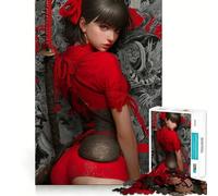 Puzzle de 1000 pièces représentant Une Jeune Fille samouraï Rouge avec Un Katana, idéal pour Les Adolescents Ce Puzzle stimule la mémoire, soulage la Tension et Offre Une Belle Finition (50x75cm)