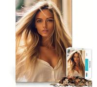Puzzle de 1000 pièces représentant Une Jeune Mannequin Blonde Jeu de logique et de réflexion Découpe Experte Artisanat de qualité Exercice Mental Calme à Faire à la Maison (38x26cm)