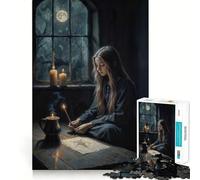 Puzzle de 1000 pièces représentant Une Jeune sorcière dessinant Un Symbole Magique Jeu Stimulant Le Cerveau Ajustement Parfait Divertissement Confortable à l'intérieur pour Tous (38x52cm)