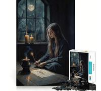 Puzzle de 1000 pièces représentant Une Jeune sorcière et des Symboles Magiques,idéal pour Les Adolescents Jeu Stimulant l'esprit,pièces nettes et sans bavures,Facile à Apprendre et Amusant