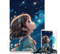 Puzzle de 1000 pièces représentant Une Jolie Fille d'anime Jeu de Concentration mentale Découpe de précision Bords Lisses Jeu de Construction de Liens significatifs (38x26cm)