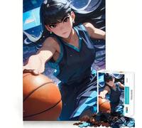Puzzle de 1000 pièces représentant une joueuse de basket-ball d'anime Jeu de réflexion et d'adresse Assemblage stable,pièces qui ne bougent pas Un passe-temps agréable pour les longs week-ends 38x52cm