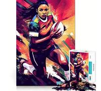 Puzzle de 1000 pièces représentant Une joueuse de Rugby en Action, idéal pour Adultes améliore la mémoire, Divertissement paisible, Cadeau de Noël aux Bords Nets (38x52cm)