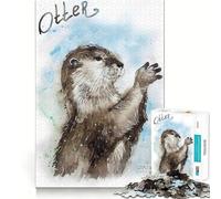 Puzzle de 1000 pièces représentant Une Loutre de mer à l'aquarelle, idéal pour Les Adultes, Stimulant cérébral et Anti-Stress, décoration Murale aux Bords précis (38x52cm)
