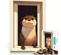 Puzzle de 1000 pièces représentant Une Loutre regardant par la fenêtre, idéal pour Les Adolescents Stimule la mémoire, Jeu d'intérieur, Assemblage d'image, Cadeau de Noël (38x52cm)