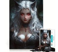 Puzzle de 1000 pièces représentant Une louve aux Cheveux Blancs Jeu de réflexion Assemblage Stable Pièces Qui ne bougent Pas Passe-Temps agréable pour Les Longs W nds (38x52cm)