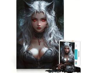 Puzzle de 1000 pièces représentant Une louve aux Cheveux Blancs Jeu de réflexion Assemblage Stable Pièces Qui ne bougent Pas Passe-Temps agréable pour Les Longs W nds (38x52cm)