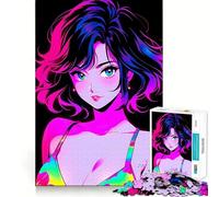 Puzzle de 1000 pièces représentant Une Magnifique Fille d'anime rétro, pour Adultes, Jeu de logique Fine, Loisirs, Bords Nets, Objet de Collection (38x26cm)