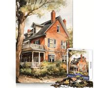 Puzzle de 1000 pièces représentant Une Maison en Bois à l'aquarelle, idéal pour Les Adolescents Thème : pensée logique, tranquillité et évasion sans Couture Un Cadeau Parfait pour Les fêtes (38x52cm)