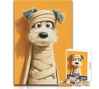Puzzle de 1000 pièces représentant Une Maman Chienne sur Fond Orange Jeu éducatif et Stimulant pour Adultes Idéal comme Cadeau Surprise Dimensions:38x52cm