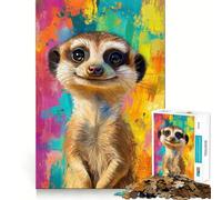 Puzzle de 1000 pièces représentant Une mangouste Souriante, idéal pour Les Adolescents stimulez Votre mémoire, détendez-Vous et créez Une œuvre d'art aux découpes nettes 50x75cm