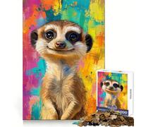 Puzzle de 1000 pièces représentant Une mangouste Souriante, idéal pour Les Adolescents stimulez Votre mémoire, détendez-Vous et créez Une œuvre d'art aux découpes nettes 50x75cm