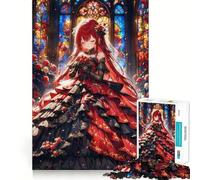 Puzzle de 1000 pièces représentant Une mariée Anime en Robe Rouge,Jeu de mémorisation mentale de Haute précision,activité Manuelle Interactive pour stimuler Le Cerveau à la Maison (38x52cm)