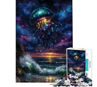 Puzzle de 1000 pièces représentant Une méduse céleste au-Dessus de l'océan Jeu de Puzzle Relaxant pour Adultes Stimulant l'analyse et la logique Idéal comme Cadeau pour Toute la Famille (50x75cm)