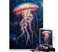 Puzzle de 1000 pièces représentant Une méduse Rouge et Orange, Jeu de réflexion pour Adultes, Divertissement paisible, pièce de Collection aux découpes soignées (38x26cm)