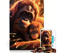 Puzzle de 1000 pièces représentant Une mère Orang-outan et Son bébé, idéal pour Les Adolescents, Stimulant la réflexion et la Joie familiale, avec des Bords précis Un Cadeau mémorable (38x26cm)
