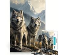 Puzzle de 1000 pièces représentant Une Meute de Loups dans Un Paysage montagneux,idéal pour Les Adolescents Jeu de réflexion et de Coordination Découpe Laser pour Un Assemblage Parfait Activité