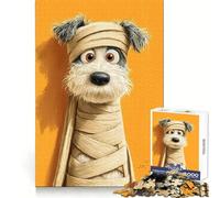 Puzzle de 1000 pièces représentant Une Momie de Chien sur Fond Orange, idéal pour Les Adolescents Découpe précise, Cadeau mémorable et Stimulant la mémoire (38x26cm)