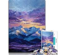 Puzzle de 1000 pièces représentant Une Montagne enneigée, Peinture à l'huile, pour Adultes Jeu Stimulant et Familial idéal comme Cadeau pour Toute la Famille (38x26cm)