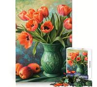 Puzzle de 1000 pièces représentant Une Nature Morte Artistique de Tulipes et d'abricots idéal pour Les Adolescents Un défi intellectuel Stimulant et apaisant d'anniversaire Original et sans Couture