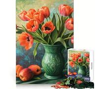 Puzzle de 1000 pièces représentant Une Nature Morte Artistique de Tulipes et d'abricots idéal pour stimuler Le Cerveau des Adolescents et occuper Leurs Temps Libres Découpe de qualité supérieure