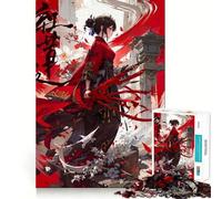 Puzzle de 1000 pièces représentant Une Ninja Rouge Sang,inspiré des animes,pour Adultes Jeu Amusant et Facile à Assembler Activité familiale idéale pour Les soirées Jeux (38x52cm)