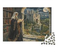 Puzzle de 1000 pièces représentant Une Nonne lisant dans des ruines Antiques. Jeu éducatif pour Adultes, Belle décoration, défi Stimulant, idéal comme Cadeau d'anniversaire. Dimensions : 52 x 38 cm.
