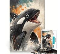 Puzzle de 1000 pièces représentant Une Orque à l'aquarelle,idéal pour Adultes Jeu de mémoire et de réflexion Découpe Fine,Finitions Haut de Gamme Un Moyen captivant de Passer Le Temps (50x75cm)