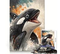 Puzzle de 1000 pièces représentant Une Orque à l'aquarelle, idéal pour Adultes Stimulation cérébrale, détente et Relaxation Cadeau d'anniversaire de qualité supérieure (50x75cm)