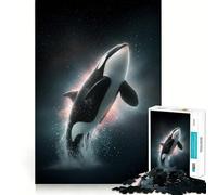 Puzzle de 1000 pièces représentant Une Orque sautant dans l'espace, idéal pour Les Adolescents Jeu cognitif et Relaxant Finition Premium Liste de souhaits du Père Noël (38x26cm)