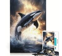 Puzzle de 1000 pièces représentant Une Orque sautant Hors de l'eau, idéal pour Adultes Jeu de logique raffiné, détente et Finitions soignées Pièce d'art (38x52cm)