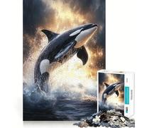 Puzzle de 1000 pièces représentant Une Orque sautant Hors de l'eau, idéal pour Adultes Jeu Intelligent et Amusant à Assembler à la Maison Cadeau Festif (50x75cm)