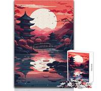 Puzzle de 1000 pièces représentant Une pagode au Lever du Soleil au Japon, idéal pour Adultes Jeu de réflexion et de création, Cadeau mémorable et touchant Dimensions:50x75cm