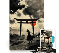 Puzzle de 1000 pièces représentant Une Peinture à l'encre de samouraï avec Une Porte Torii pour Les Adolescents Jeu de logique et de réflexion Divertissement Relaxant découpe précise Cadeau