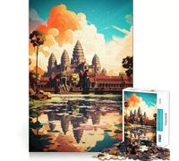 Puzzle de 1000 pièces représentant Une Peinture à l'huile d'Angkor Wat,idéal pour Les Adolescents Activité ludique et stimulante pour développer la réflexion Taille Uniforme