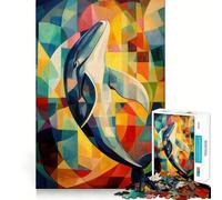 Puzzle de 1000 pièces représentant Une Peinture à l'huile de Baleine,Jeu de Concentration mentale sans Espace,Design ajusté,défi cérébral interactif pour la Maison (38x26cm)