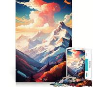 Puzzle de 1000 pièces représentant Une Peinture à l'huile des Alpes, idéal pour Les Adolescents Jeu cognitif et Silencieux, Finitions Haut de Gamme, Cadeau de Noël 38x52cm