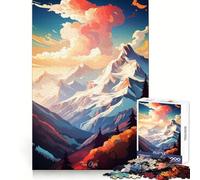Puzzle de 1000 pièces représentant Une Peinture à l'huile des Alpes, idéal pour Les Adolescents Jeu cognitif et Silencieux, Finitions Haut de Gamme, Cadeau de Noël 38x52cm