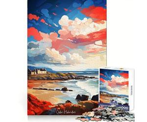 Puzzle de 1000 pièces représentant une peinture à l'huile des Hébrides extérieures un jeu de logique solide et amusant avec découpe de précision idéal pour les adultes (50x75cm) Cadeau de Noël parfait