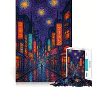 Puzzle de 1000 pièces représentant Une Peinture de Paysage Urbain Japonais La Nuit étoilée » idéal pour Les Adolescents Un Jeu Intelligent pour Partager des Moments de complicité Pièce de Collection