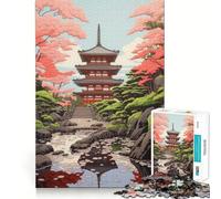 Puzzle de 1000 pièces représentant Une Peinture de Temple Japonais, idéal pour Les Adultes, pour stimuler la mémoire et Passer Un Moment agréable Pièce d'art à Assembler 38x26cm