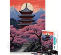 Puzzle de 1000 pièces représentant Une Peinture de Temple Japonais pour Adolescents, idéal pour développer la mémoire, Passer du Temps Libre et Offrir Un Joli Cadeau 38x52cm