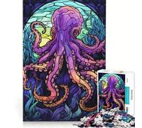 Puzzle de 1000 pièces représentant Une Pieuvre Abstraite, Jeu Manuel Stimulant la motricité Fine et l'intelligence, avec des pièces de Formes aléatoires Parfaitement emboîtables 38x26cm