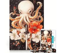 Puzzle de 1000 pièces représentant Une Pieuvre avec Un Katana et des Fleurs, idéal pour Les Adultes Jeu Intelligent, activité à la Maison, découpe précise et décoration Murale (38x52cm)