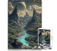 Puzzle de 1000 pièces représentant Une planète Extraterrestre avec rivière Jeu intellectuel et éducatif, idéal pour Un Cadeau de Noël Secret Dimensions : 38x52cm