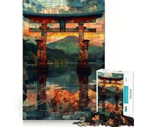 Puzzle de 1000 pièces représentant Une Porte Torii en vitrail, idéal pour Les Adolescents Un Jeu Intelligent pour Partager des Moments de complicité Pièce de Collection aux découpes précises 38x52cm