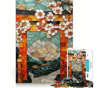 Puzzle de 1000 pièces représentant Une Porte Torii en vitrail pour Adultes Jeu de logique Pure, Anti-Stress, découpe Nette, Cadeau de Noël 38x52cm