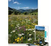 Puzzle de 1000 pièces représentant Une Prairie Fleurie dans Une vallée Jeu Stimulant Le Cerveau Ajustement Parfait Divertissement Confortable à l'intérieur pour Tous (38x26cm)